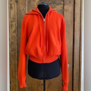 Live the Process red orange zip up hoodie cropped sweatshirt size medium M